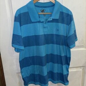 OP Polo Shirt Men XL Blue Striped Embroidered Logo Short Sleeve* Read